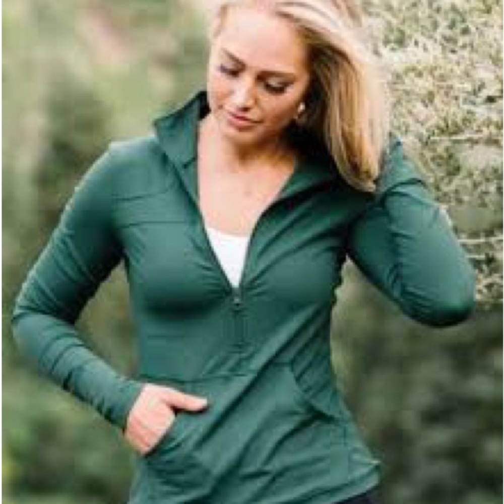 Green Pocket 1/2 Zip Pullover